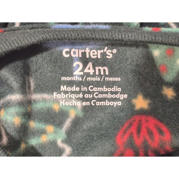 Carter’s Fleece Footed Holiday Sleeper Christmas Trees 24M 2-Way Zipper NEW - Picture 8 of 9